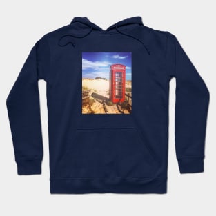 Red phone box on the beach Hoodie